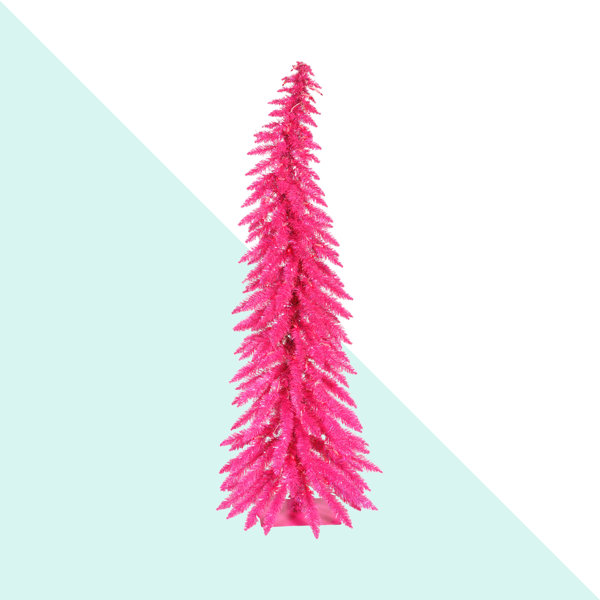 Hashtag Home Whimsical 4' Hot Pink Artificial Christmas Tree with 70